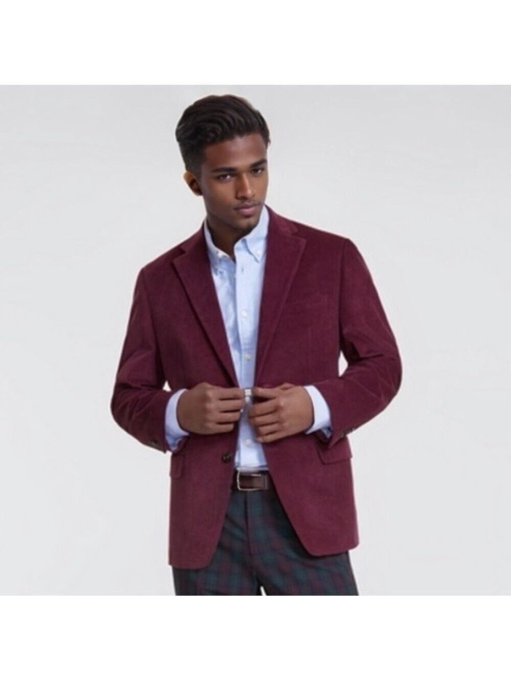Tommy Hilfiger Corduroy Blazer Mens Burgundy Sport Coat Elbow Patch NWT